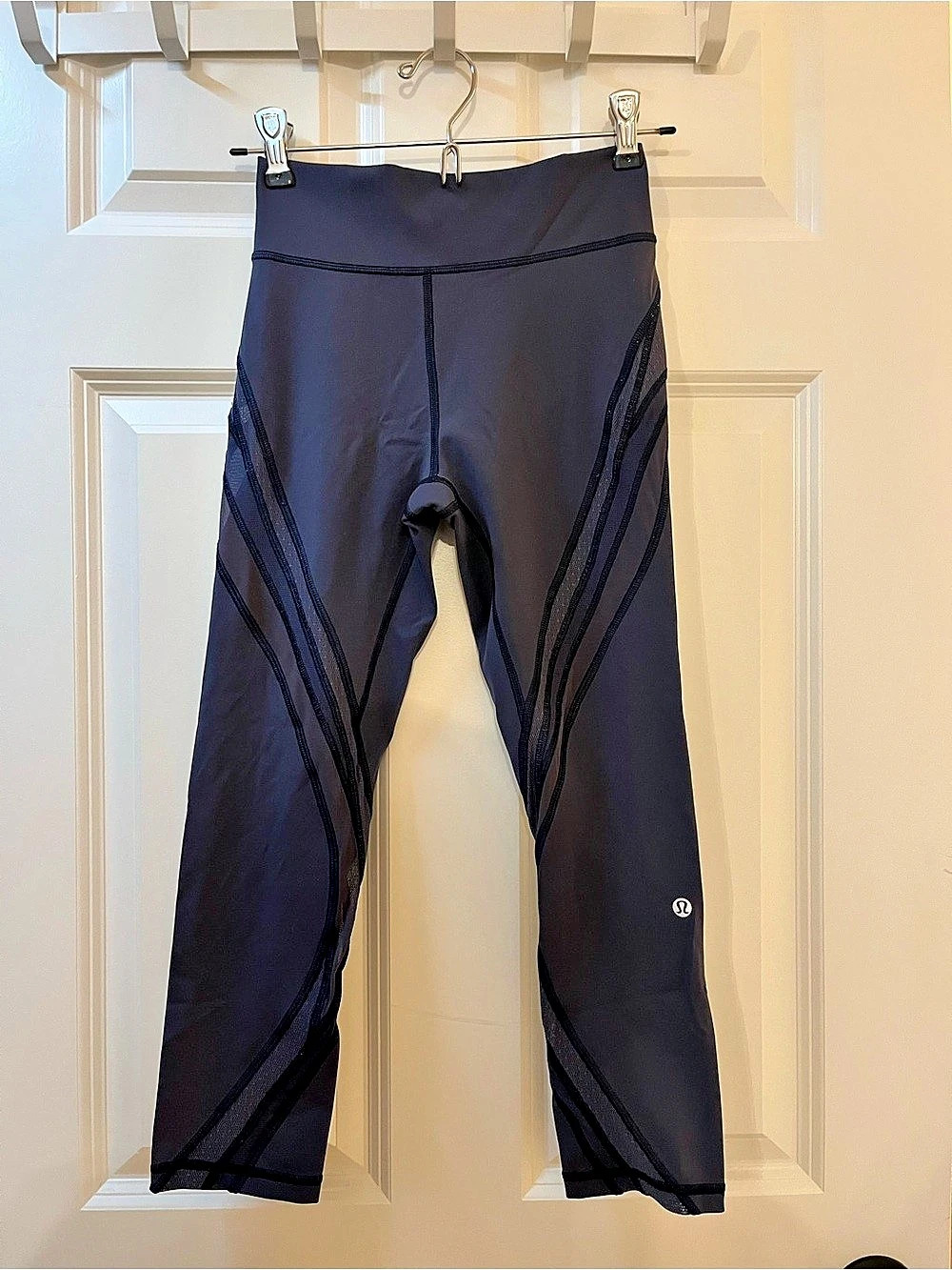 lululemon Stop At Nothing Crop Mesh Panel Leggings Blue Size 4